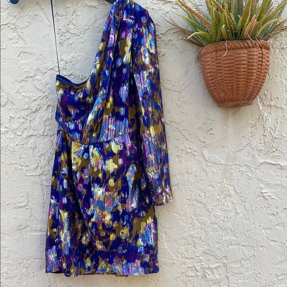 MNG by Mango Multicolored Bodycon Mini Dress with One Shoulder Design